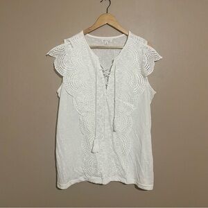 Heimish USA BoHo Sleeveless Lace Top in White